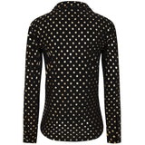 Long Sleeve Metallic Spot Blouse Black/Gold