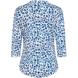 3/4 Sleeve Animal Print Blouse Blue