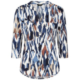 3/4 Sleeve Chevron Print Blouse Navy