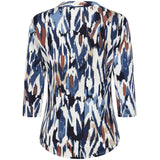 3/4 Sleeve Chevron Print Blouse Navy