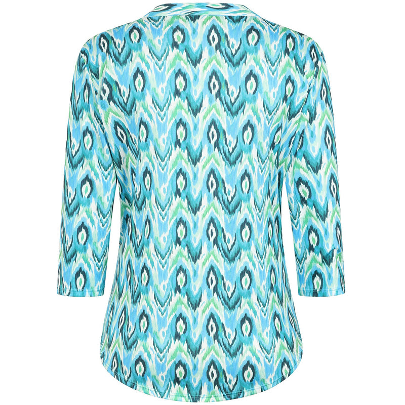 3/4 Sleeve Abstract Print Blouse Green