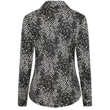 Long Sleeve Wave Print Blouse Black