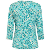 3/4 Sleeve V Neck  Animal Print Top Green