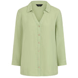 Long Sleeve Textured Overshirt Light Green