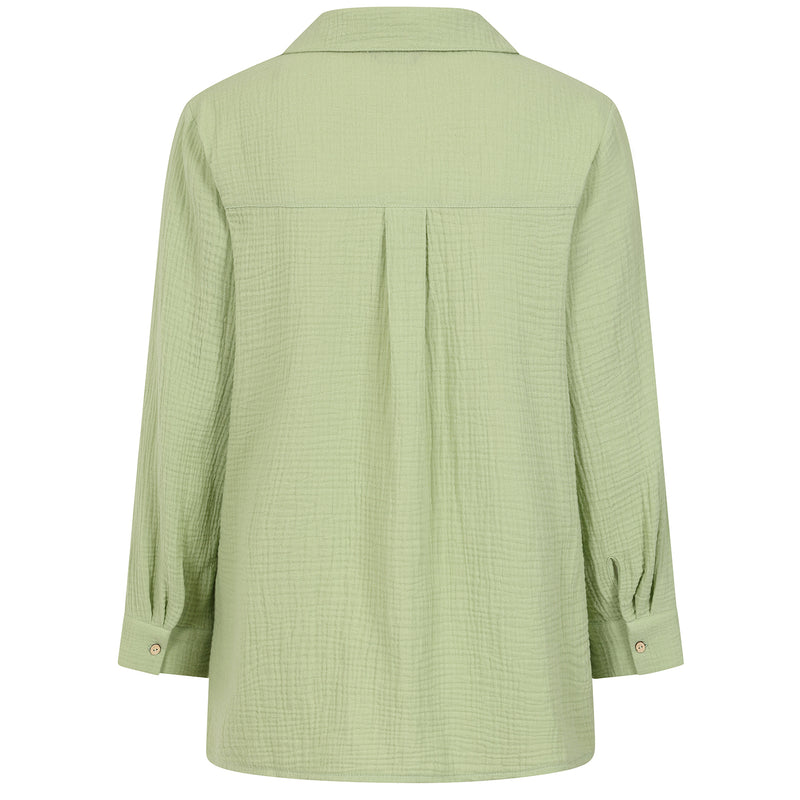 Long Sleeve Textured Overshirt Light Green