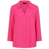 Long Sleeve Textured Overshirt Pink