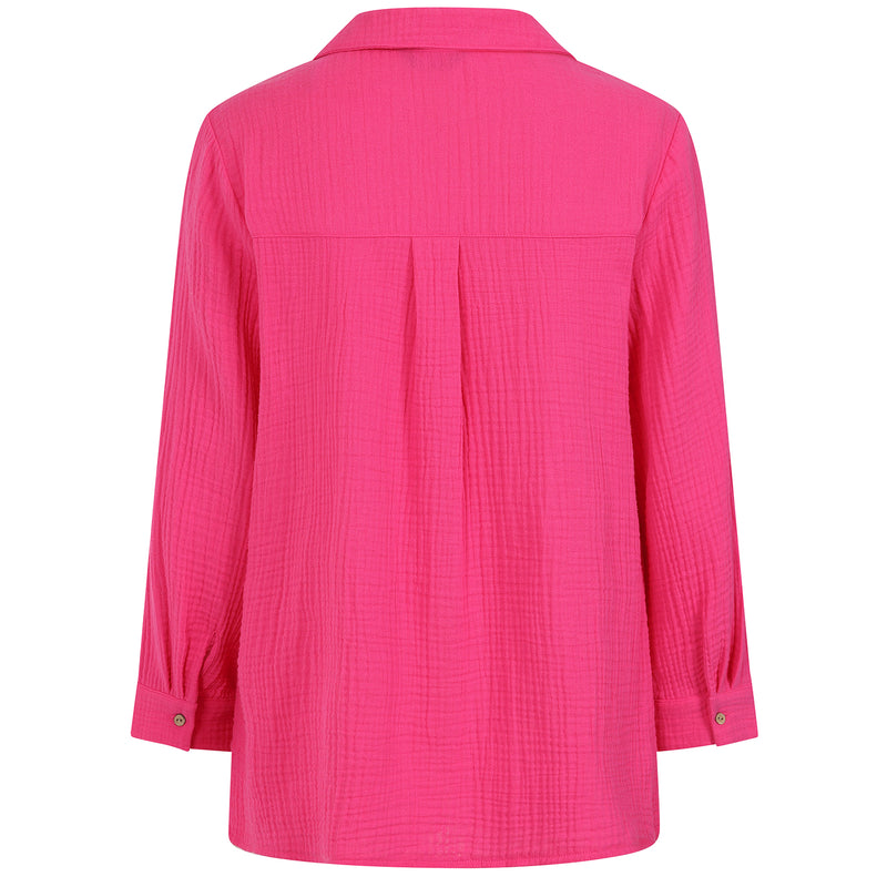 Long Sleeve Textured Overshirt Pink