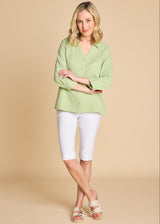 Long Sleeve Textured Overshirt Light Green