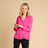 Long Sleeve Textured Overshirt Pink