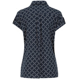 Roll Sleeve Relaxed Fit Geo Blouse Navy