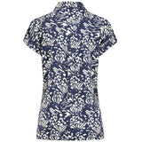 Roll Sleeve Relaxed Fit Butterfly Blouse Navy
