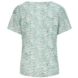 Short Sleeve Spot V Neck Button Blouse Green