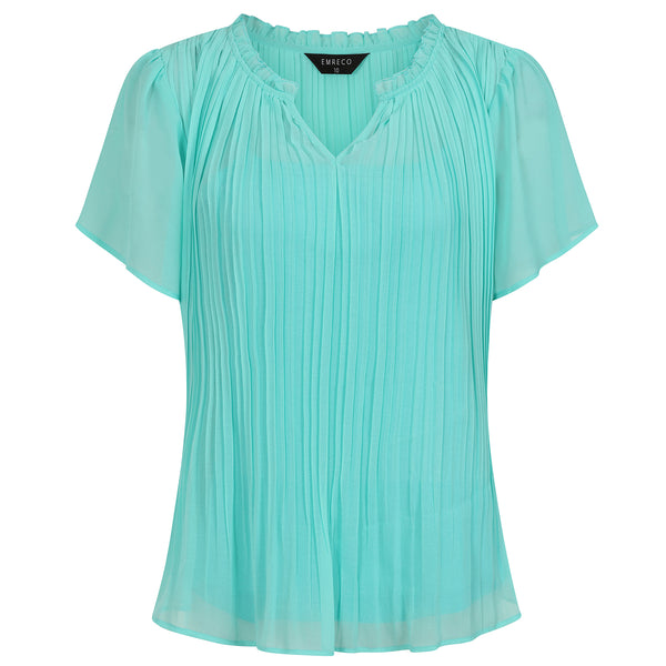 Short Sleeve Pleat Blouse Mint