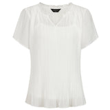 Short Sleeve Pleat Blouse Ivory