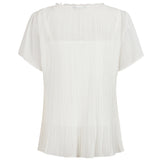 Short Sleeve Pleat Blouse Ivory