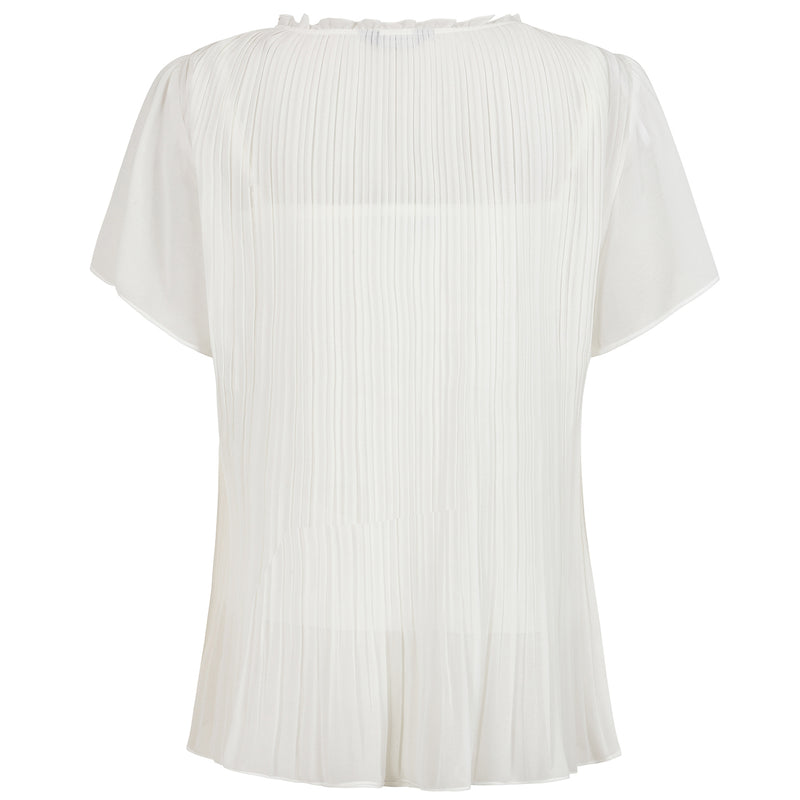 Short Sleeve Pleat Blouse Ivory