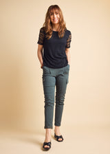 Short Sleeve Lace Top Black
