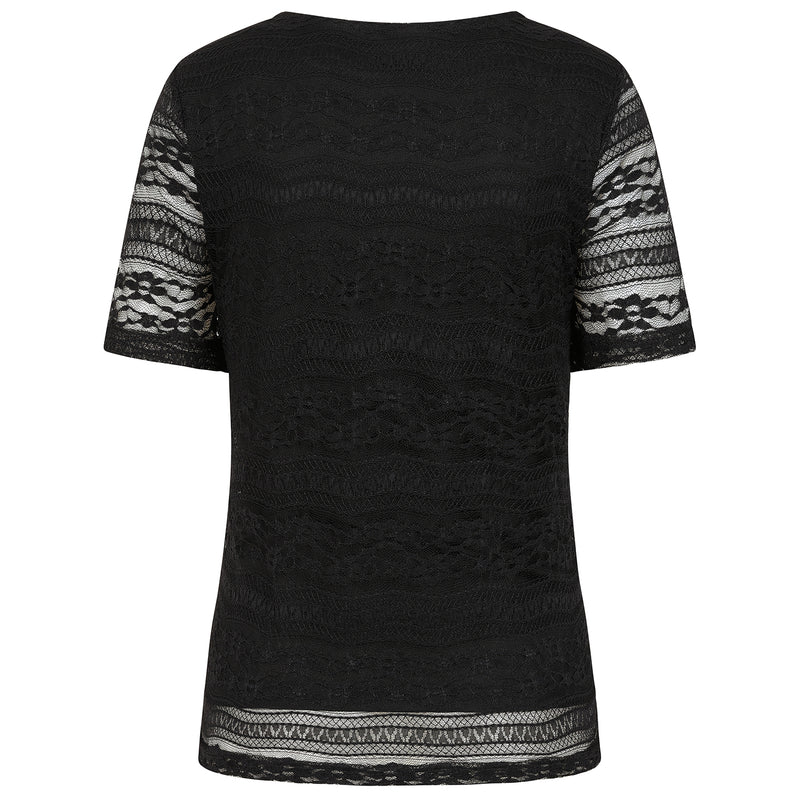 Short Sleeve Lace Top Black