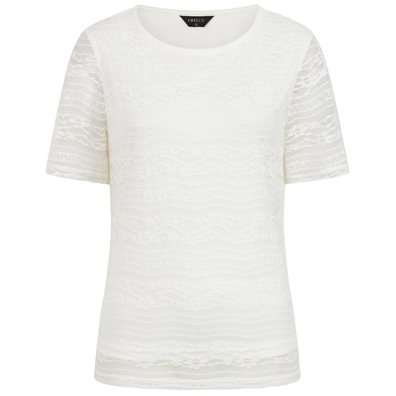 Short Sleeve Lace Top Ivory