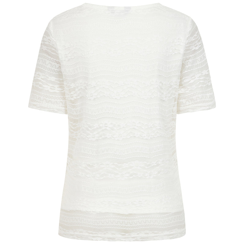 Short Sleeve Lace Top Ivory