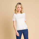 Short Sleeve Lace Top Ivory
