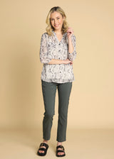 3/4 Sleeve Snake Print Blouse