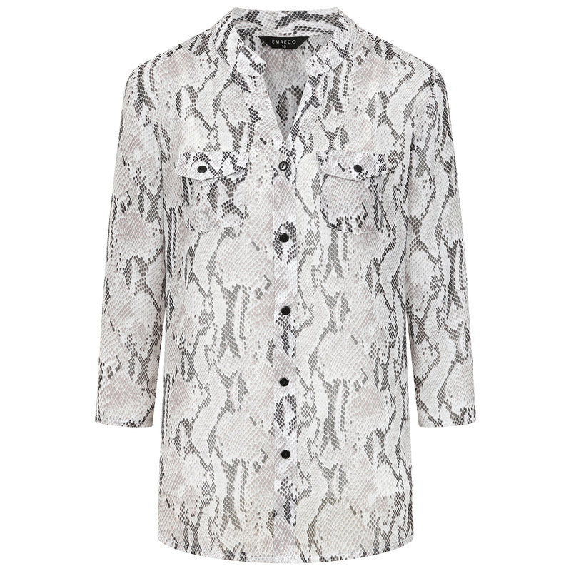 3/4 Sleeve Snake Print Blouse