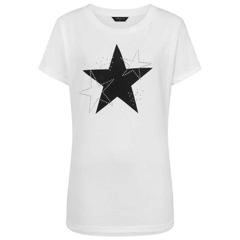 Star Print T-Shirt With Hotfix Detail White