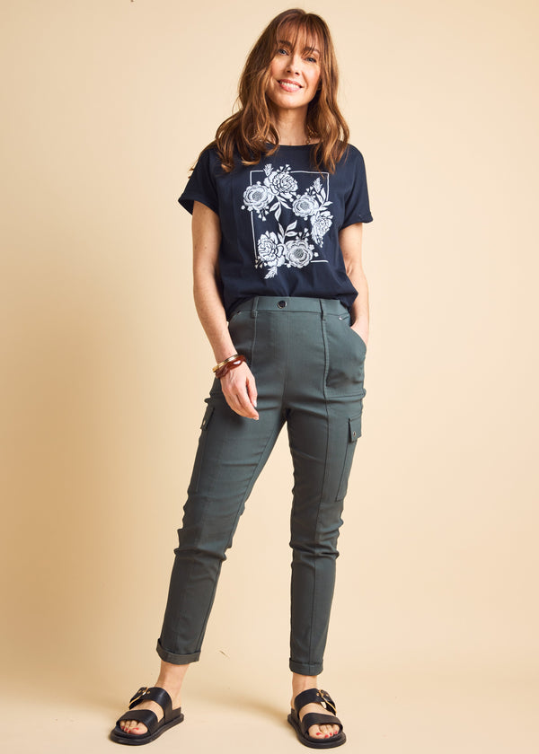 Floral Print T-Shirt Black