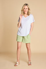 Crochet Trim Relaxed Fit T Shirt White