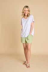 Crochet Trim Relaxed Fit T Shirt White