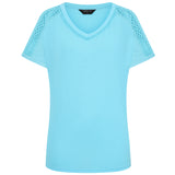 Crochet Trim Relaxed Fit T Shirt Aqua