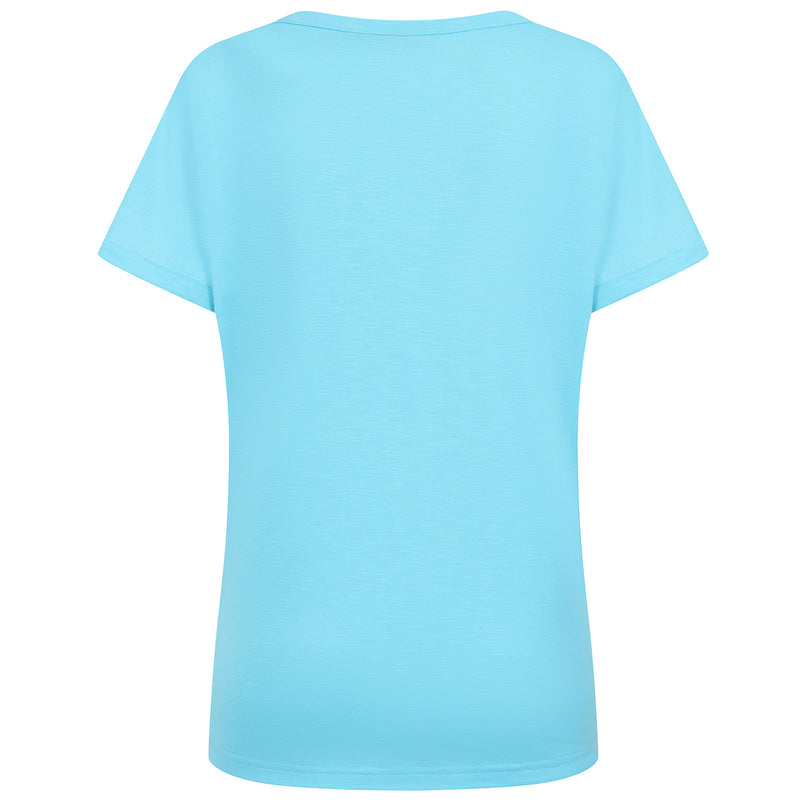 Crochet Trim Relaxed Fit T Shirt Aqua