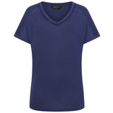 Crochet Trim Relaxed Fit T Shirt Navy