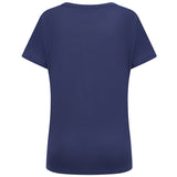 Crochet Trim Relaxed Fit T Shirt Navy