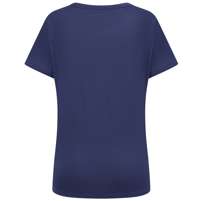 Crochet Trim Relaxed Fit T Shirt Navy