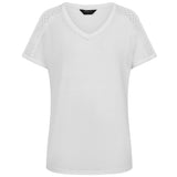 Crochet Trim Relaxed Fit T Shirt White