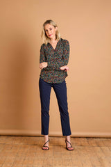 Long Sleeve Smudge Spot Print Blouse