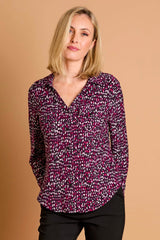 Long Sleeve Smudge Spot Print Blouse