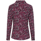 Long Sleeve Smudge Spot Print Collar Blouse Plum