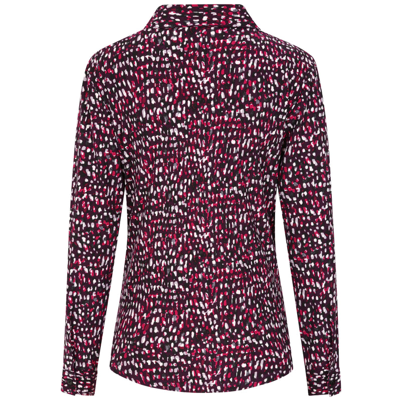 Long Sleeve Smudge Spot Print Collar Blouse Plum