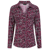 Long Sleeve Smudge Spot Print Collar Blouse Plum