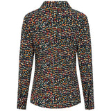 Long Sleeve Smudge Spot Print Collar Blouse Teal