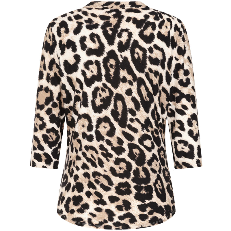 3/4 Sleeve Stone Animal Mandarin Blouse Stone