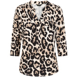 3/4 Sleeve Stone Animal Mandarin Blouse Stone