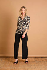 Animal Print Mandarin Collar Blouse