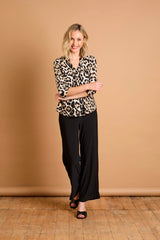 Animal Print Mandarin Collar Blouse