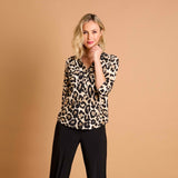 3/4 Sleeve Stone Animal Mandarin Blouse Stone