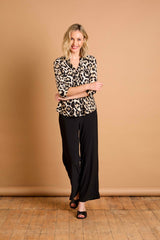3/4 Sleeve Stone Animal Mandarin Blouse Stone