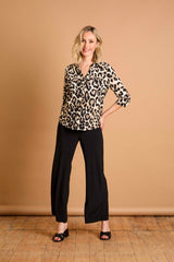 3/4 Sleeve Stone Animal Mandarin Blouse Stone